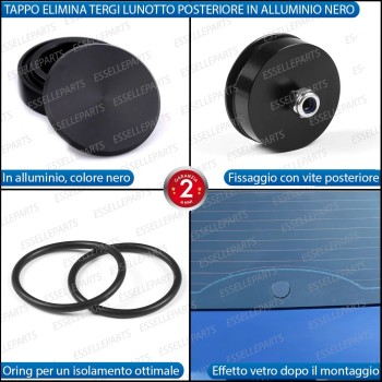 Tappo Elimina Tergicristallo Posteriore in alluminio - per Copertura Foro - COLORE NERO