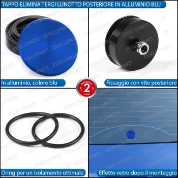 Tappo Elimina Tergicristallo Posteriore in alluminio - per Copertura Foro - COLORE BLU