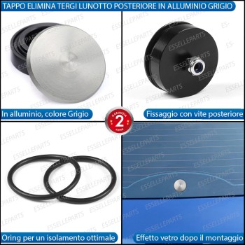 Tappo Elimina Tergicristallo Posteriore in alluminio - per Copertura Foro - COLORE GRIGIO