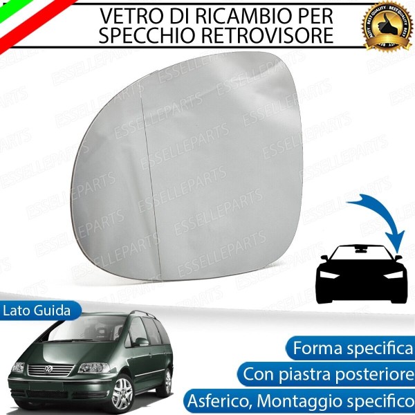 Specchietto LATO GUIDATORE Retrovisore Laterale di Ricambio per VW Sharan 7M Dal 2003