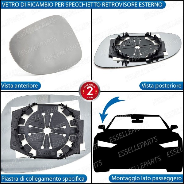 Specchietto LATO PASSEGGERO Retrovisore Laterale di Ricambio per VW Passat B6