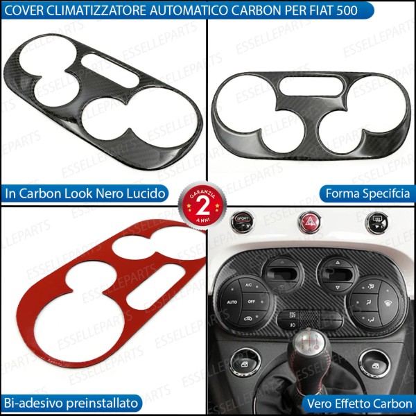 - CLIMATIZZATORE AUTOMATICO - COVER IN CARBON LOOK LUCIDO ADESIVO PER FIAT 500