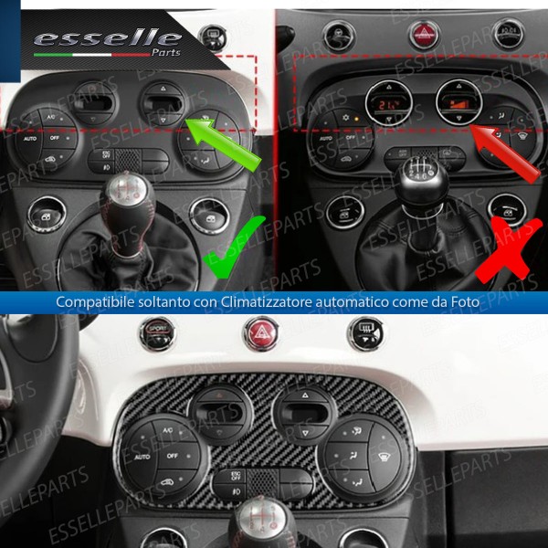 - CLIMATIZZATORE AUTOMATICO - COVER IN CARBON LOOK LUCIDO ADESIVO PER FIAT 500