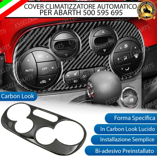 - CLIMATIZZATORE AUTOMATICO - COVER IN CARBON LOOK LUCIDO ADESIVO PER ABARTH 500 595 695