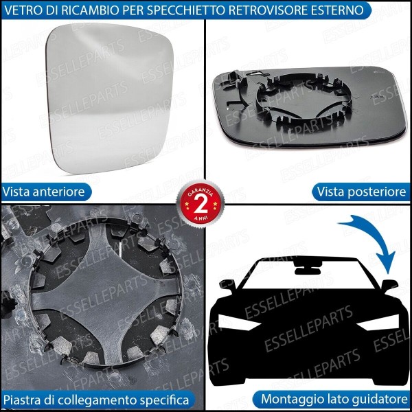 Specchietto Retrovisore Lato Guidatore Laterale Di Ricambio Per FIAT QUBO