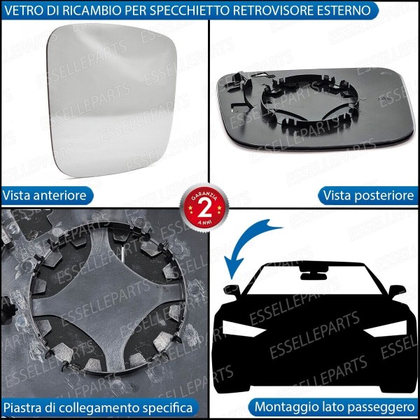 Specchietto Retrovisore Lato Passeggero Laterale Di Ricambio Per FIAT QUBO