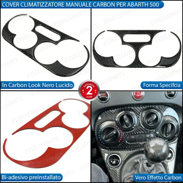- CLIMATIZZATORE MANUALE - COVER IN CARBON LOOK LUCIDO ADESIVO PER ABARTH 500 595 695