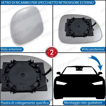 Per Modelli Dal 2009 Specchietto Lato Guidatore Retrovisore Laterale Di Ricambio Per Fiat Panda Ii