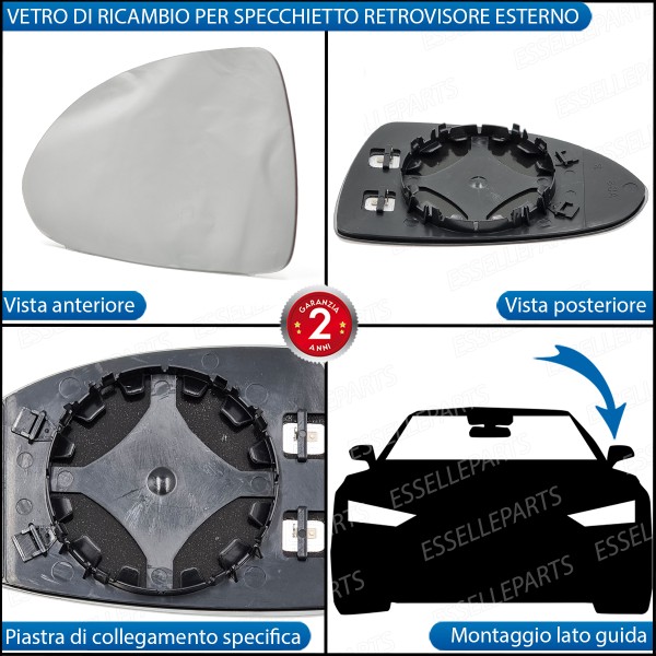 Specchietto Lato Guidatore Retrovisore Termico Laterale Di Ricambio Per Opel Corsa D Restyling