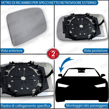 Specchietto Lato Passeggero Retrovisore Laterale Di Ricambio Per Fiat Panda MK2 Fino Al 2009