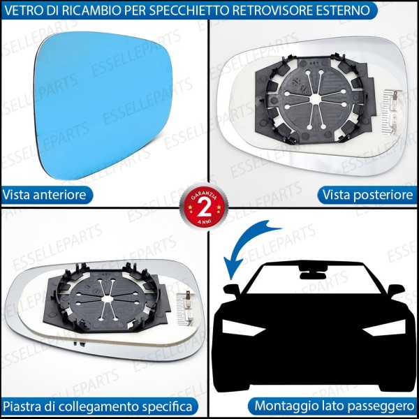 Specchietto LATO PASSEGGERO Retrovisore Termico Laterale di Ricambio per ALFA ROMEO GIULIETTA