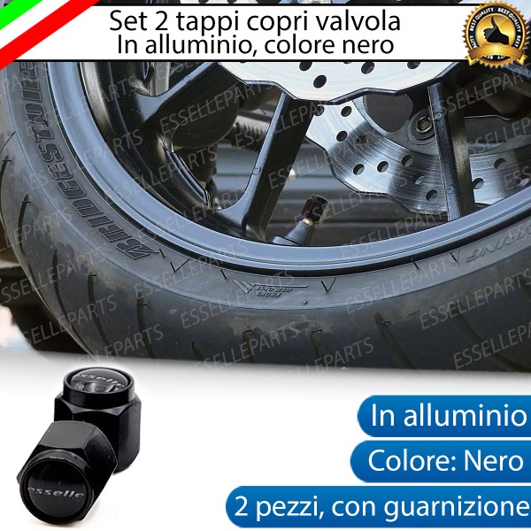 Set 2 Tappi Copri Valvola Coprivalvola Tappini In Alluminio Con Guarnizione