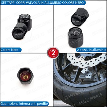 Set 2 Tappi Copri Valvola Coprivalvola Tappini In Alluminio Con Guarnizione Set 2 Tappi Copri Valvola Coprivalvola Tappini In Alluminio Con Guarnizione