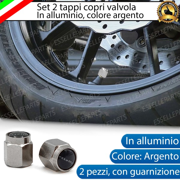 Set 2 Tappi Copri Valvola Coprivalvola Tappini In Alluminio Con Guarnizione