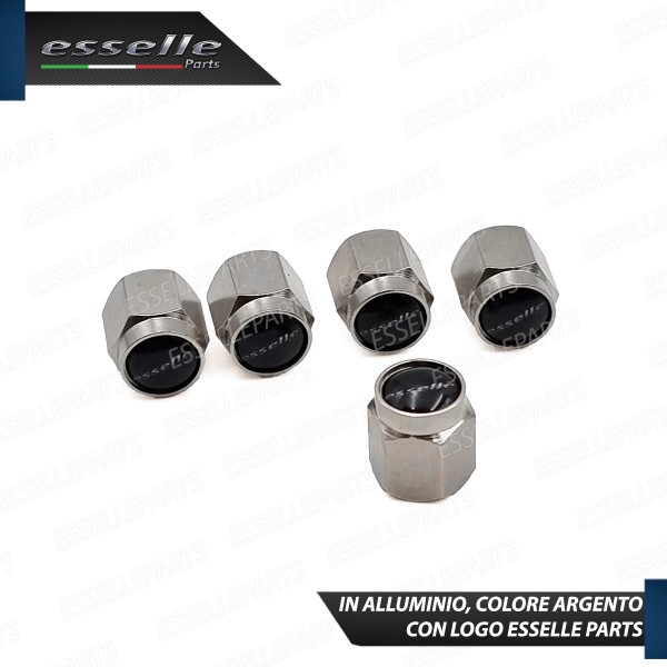Set Tappi Copri Valvola Coprivalvola In Alluminio Argento Con Guarnizione