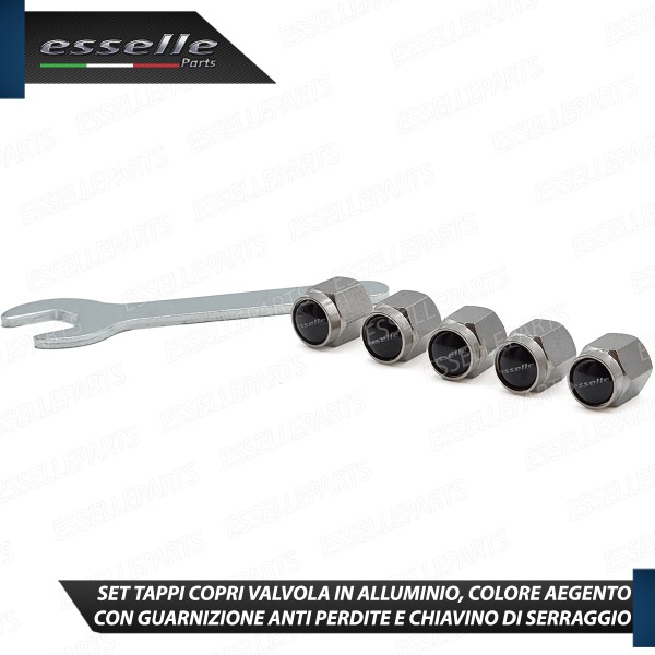 Set Tappi Copri Valvola Coprivalvola In Alluminio Argento Con Guarnizione