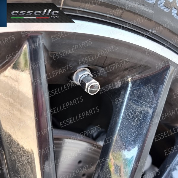 Set Tappi Copri Valvola Coprivalvola In Alluminio Argento Con Guarnizione