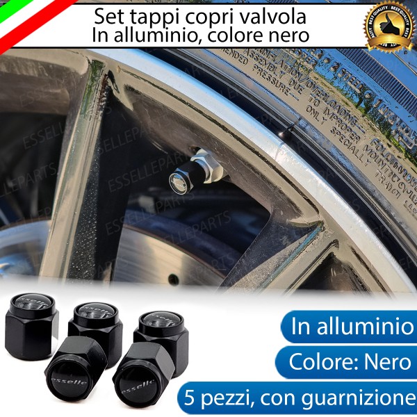 Set Tappi Copri Valvola Coprivalvola In Alluminio Nero Con Guarnizione