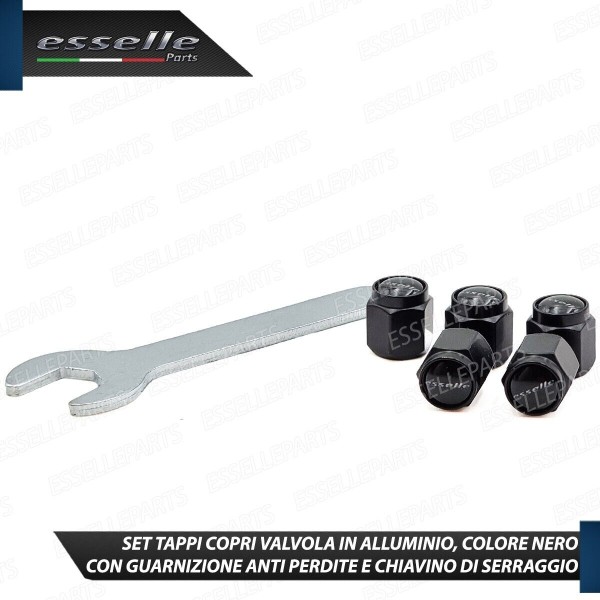 Set Tappi Copri Valvola Coprivalvola In Alluminio Nero Con Guarnizione