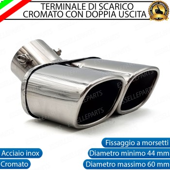 Terminale di scarico cromato doppia uscita quadrato diametro minimo 44, massimo 60 mm
