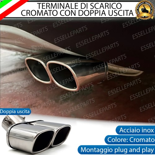 Terminale Di Scarico Doppio Marmitta per Mitsubishi Space Star MK2 Restyling 2016 Finalino Cromato Inox