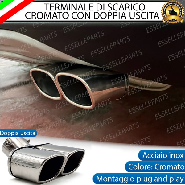 Terminale Di Scarico Doppio Marmitta per Renault Scenic 4 Finalino Cromato Inox