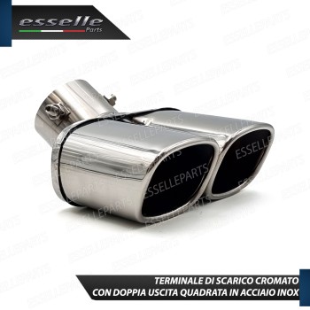 Terminale Di Scarico Doppio Marmitta per Renault Clio 4 Pre-Restyling Finalino Cromato Inox