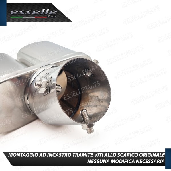 Terminale Di Scarico Doppio Marmitta per Opel Corsa E Finalino Cromato Inox