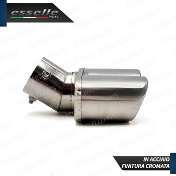 Terminale Di Scarico Doppio Marmitta per Opel Corsa E Finalino Cromato Inox Terminale Di Scarico Doppio Marmitta per Opel Corsa E Finalino Cromato Inox