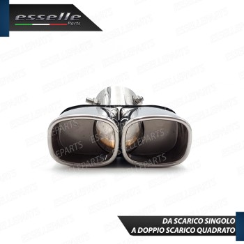 Terminale Di Scarico Doppio Marmitta per Opel Corsa E Finalino Cromato Inox Terminale Di Scarico Doppio Marmitta per Opel Corsa E Finalino Cromato Inox
