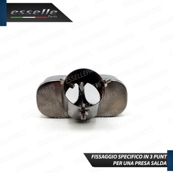 Terminale Di Scarico Doppio Marmitta per Opel Corsa E Finalino Cromato Inox Terminale Di Scarico Doppio Marmitta per Opel Corsa E Finalino Cromato Inox