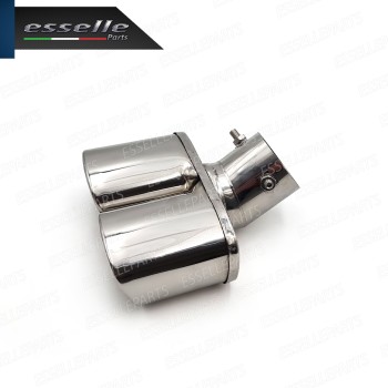 Terminale Di Scarico Doppio Marmitta per Opel Corsa E Finalino Cromato Inox Terminale Di Scarico Doppio Marmitta per Opel Corsa E Finalino Cromato Inox
