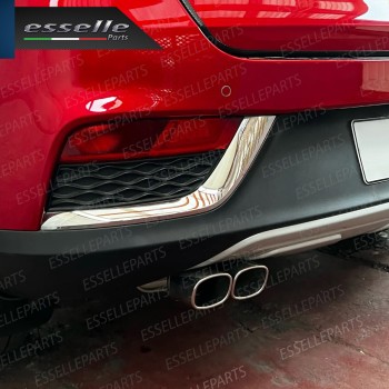 Terminale Di Scarico Doppio Marmitta per Opel Corsa E Finalino Cromato Inox Terminale Di Scarico Doppio Marmitta per Opel Corsa E Finalino Cromato Inox