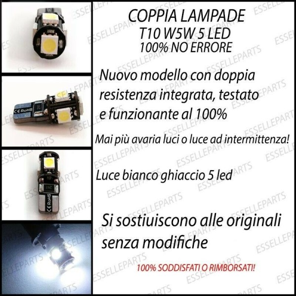 Luci posizione T10 W5W 5 LED Canbus Citroen C4 Aircross
