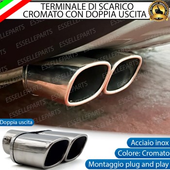 Terminale Di Scarico Doppio Marmitta per Alfa Romeo Mito Finalino Cromato Inox