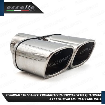 Terminale Di Scarico Doppio Marmitta per Mitsubishi Colt MK6 Finalino Cromato Inox Terminale Di Scarico Doppio Marmitta per Mitsubishi Colt MK6 Finalino Cromato Inox