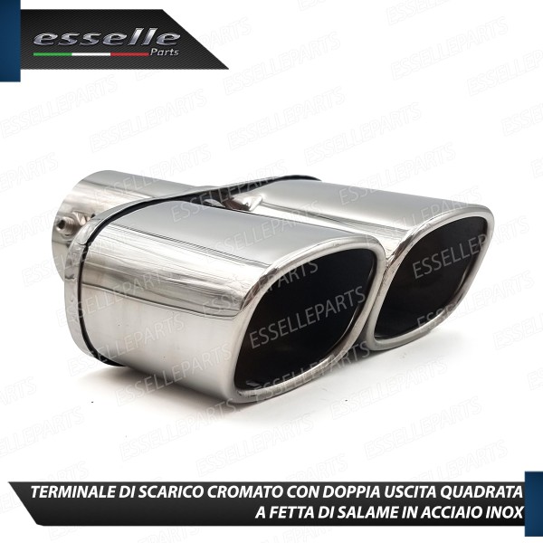 Terminale Di Scarico Doppio Marmitta per Fiat 500 Pre-Restyling Finalino Cromato Inox