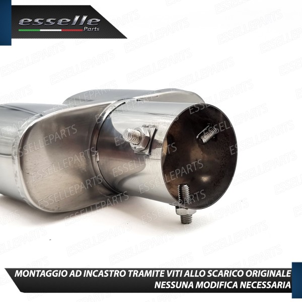 Terminale Di Scarico Doppio Marmitta per Fiat 500 Pre-Restyling Finalino Cromato Inox