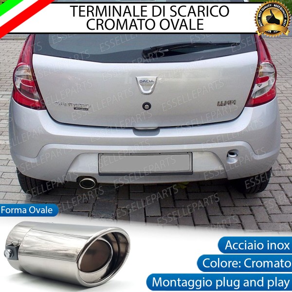 Terminale Di Scarico marmitta Finalino Cromato Per Dacia Sandero MK1 Inox Ovale