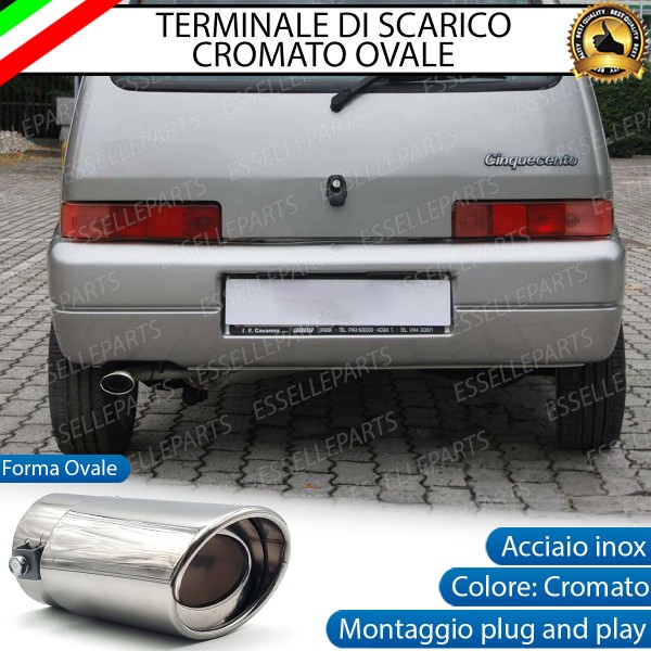 Terminale Di Scarico marmitta Finalino Cromato Per Fiat Cinquecento Inox Ovale