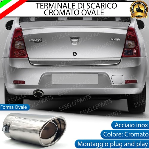 Terminale Di Scarico marmitta Finalino Cromato Per Dacia Logan MK1 Inox Ovale