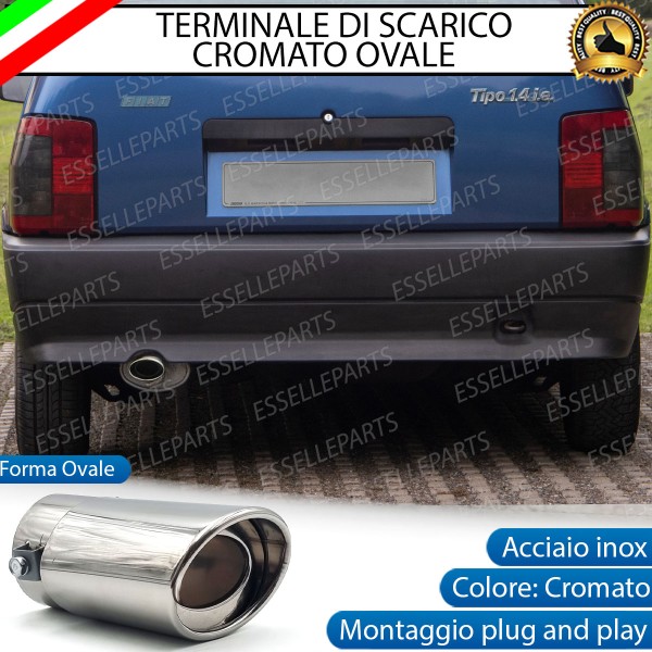 Terminale Di Scarico marmitta Finalino Cromato Per Fiat Tipo MK1 Inox Ovale