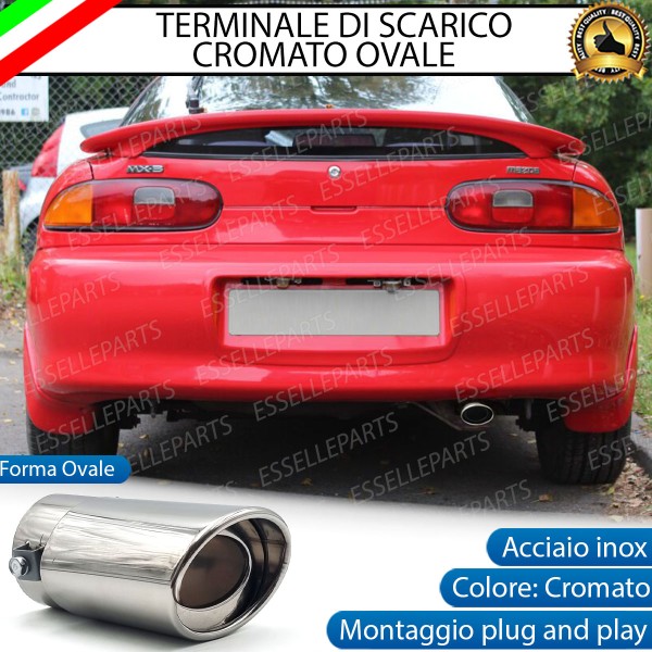 Terminale Di Scarico marmitta Finalino Cromato Per Mazda MX-3 Inox Ovale