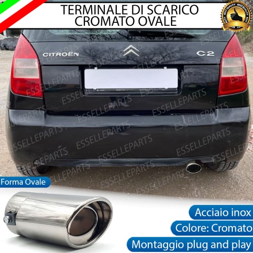 Terminale Di Scarico marmitta Finalino Cromato Per Citroen C2 Inox Ovale