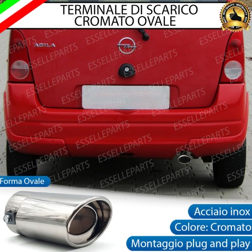 Terminale Di Scarico marmitta Finalino Cromato Per Opel Agila A Inox Ovale