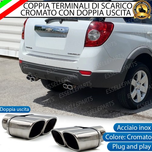 Coppia Terminali Di Scarico Doppio Marmitta per Chevrolet Captiva Pre-Restyling Cromato Inox