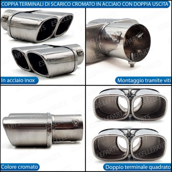 Coppia Terminali Di Scarico Doppio Marmitta per Chevrolet Captiva Restyling Cromato Inox Coppia Terminali Di Scarico Doppio Marmitta per Chevrolet Captiva Restyling Cromato Inox