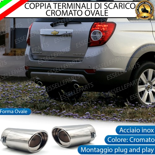 Coppia Terminali Di Scarico marmitta Finalino Cromato Per Chevrolet Captiva Pre-Restyling Ovale