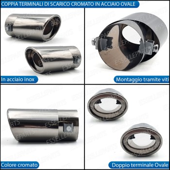 Coppia Terminali Di Scarico marmitta Finalino Cromato Per Chevrolet Captiva Restyling Ovale Coppia Terminali Di Scarico marmitta Finalino Cromato Per Chevrolet Captiva Restyling Ovale
