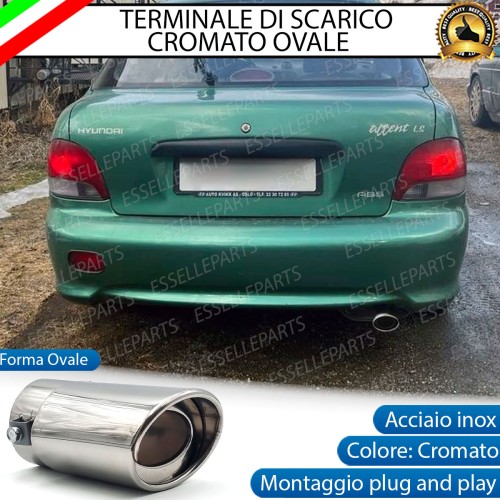 Terminale Di Scarico marmitta Finalino Cromato Per Hyundai Accent MK1 Inox Ovale